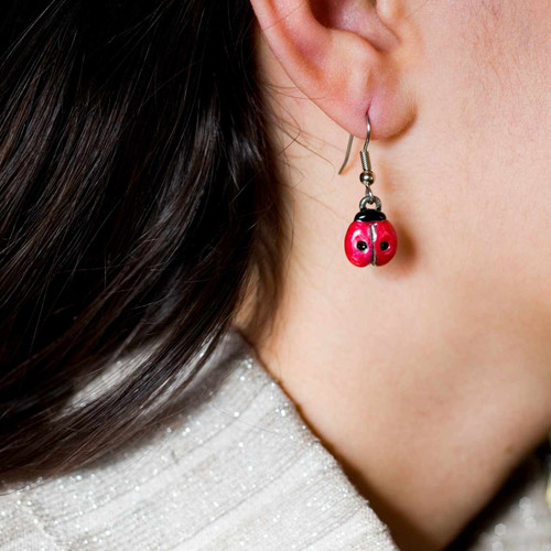 Enamel Ladybug Earrings