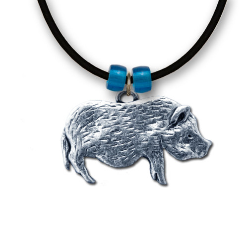 Pewter Pot Bellied Pig Necklace
