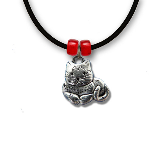 Black cat and pumpkin Halloween Necklace | Danforth Pewter USA