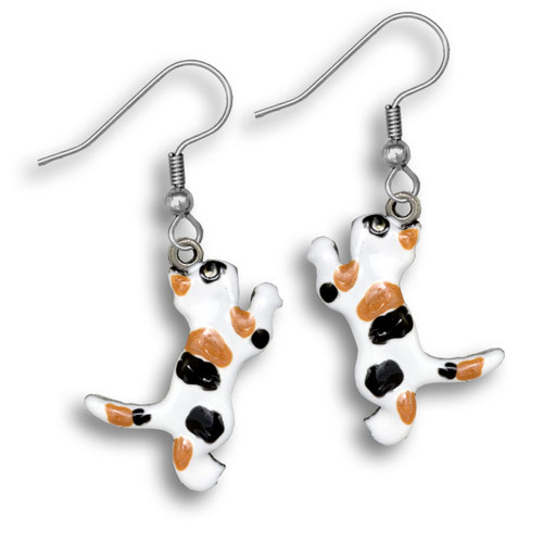 Enamel Calico Cat Earrings