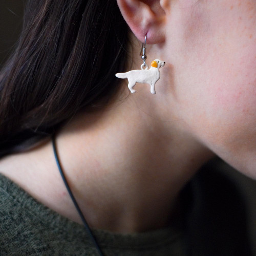 Enamel Yellow Lab Full Body Earrings Enamel Yellow Lab Full Body Earrings