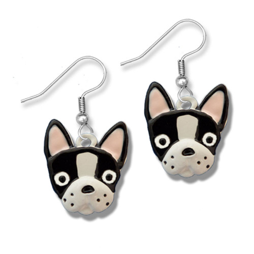 Enamel Boston Terrier Earrings