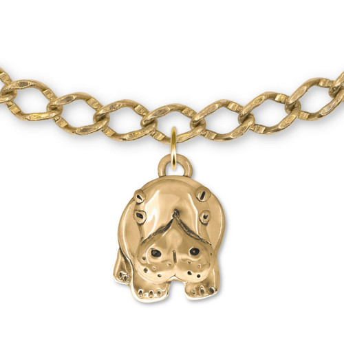 14K Solid Gold Hippo Charm