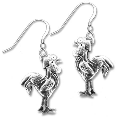Sterling Silver Rooster Earrings
