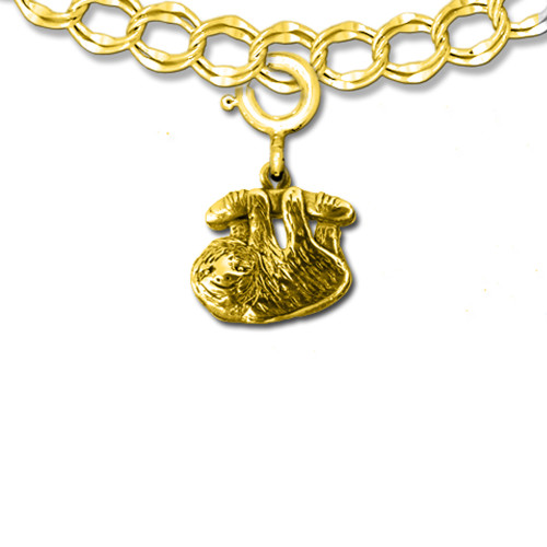14K Solid Gold Sloth Charm