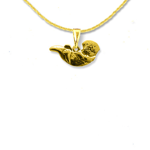 14K Solid Gold Sea Otter Pendant