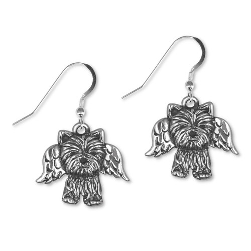 Sterling Silver Yorkie Angel Earrings