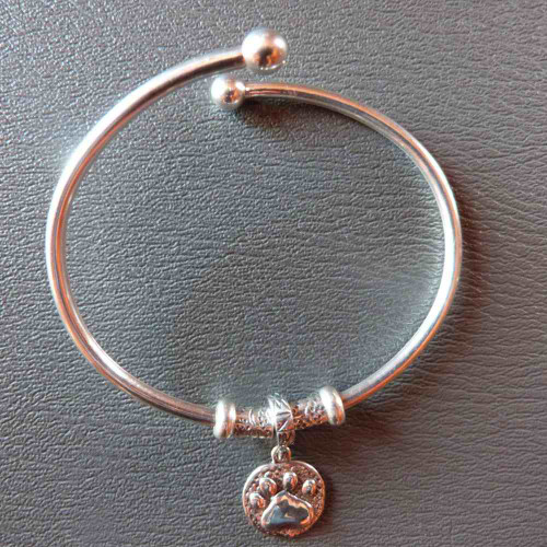 European Style Paw Print Charm Bracelet