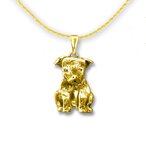 14K Gold Pit Bull Puppy Pendant 