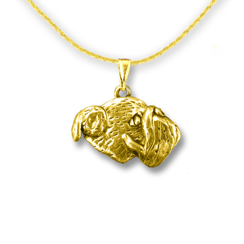 14K Solid Gold English Bulldog Profile Pendant