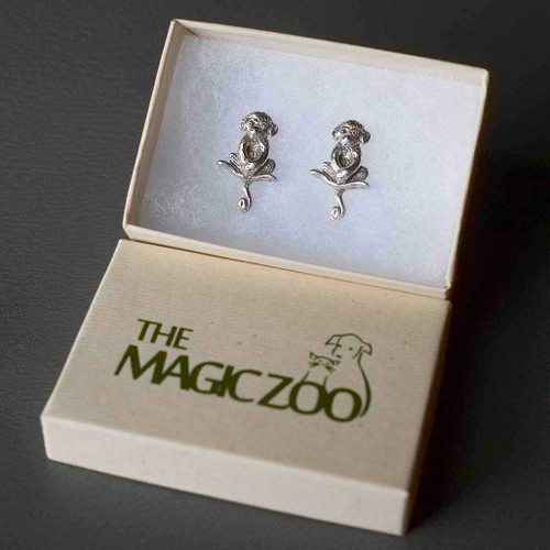 Sterling Silver Sitting Monkey Post Earrings Sterling Silver Sitting Monkey Post Earrings