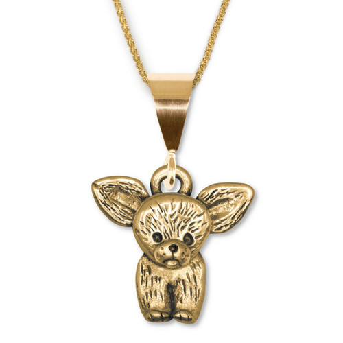 14K Solid Gold Chihuahua Puppy Pendant