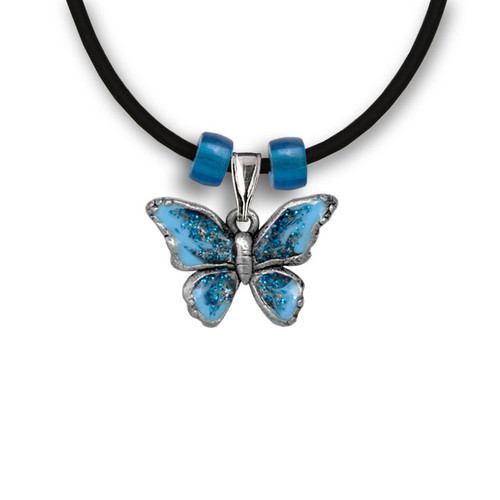 Silver Midnight Blue Butterfly Pendant With Link Chain – GIVA Jewellery