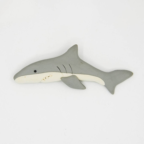 Vintage Polymer Clay Grey Shark Pin