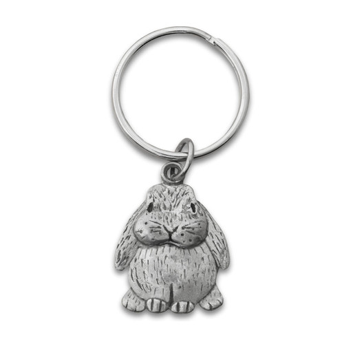 Pewter Lop Eared Bunny Rabbit Keychain