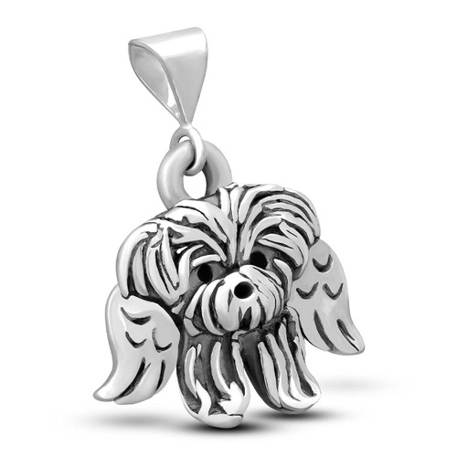 Sterling Silver Shorkie Angel Pendant