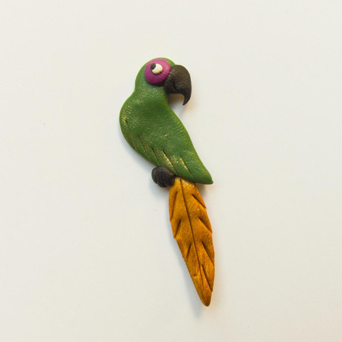 Vintage Polymer Clay Fantasy Parrot  Pin