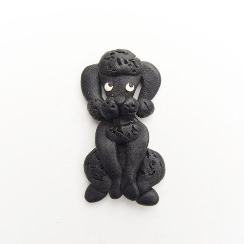 Vintage Polymer Clay Fancy Black Poodle Pin 