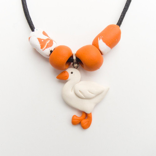 Vintage Polymer Clay Duck Necklace Vintage Polymer Clay Duck Necklace