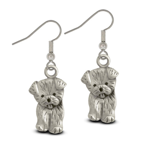Pewter Small Yorkie Earrings Pewter Small Yorkie Earrings