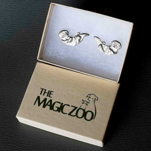 Sterling Silver Otter Stud Earrings