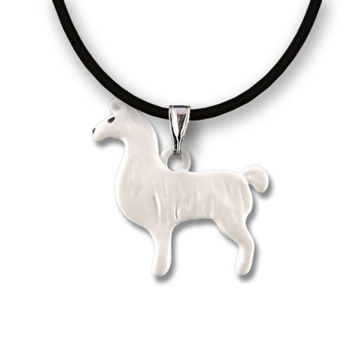 Enamel White Llama Necklace