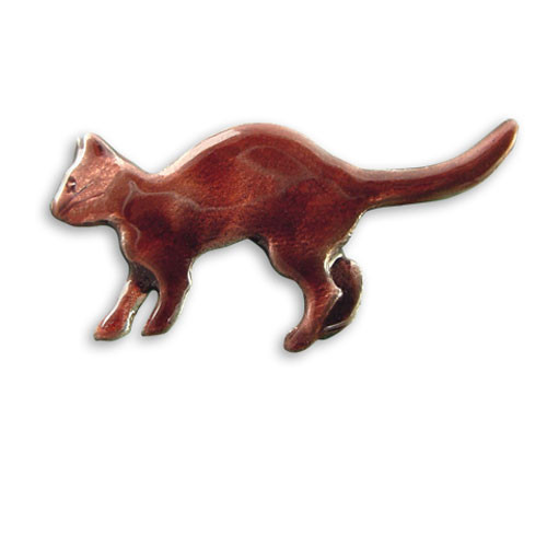 Enamel Brown Playful Cat Pin