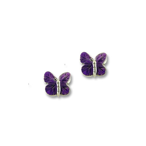 Enamel Purple Butterfly Post Earrings