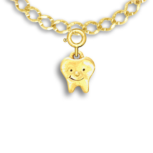 14k Solid Gold Smiling Tooth Charm