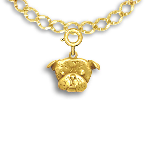 14K Solid Gold Bulldog Pendant - English Bulldog Jewelry
