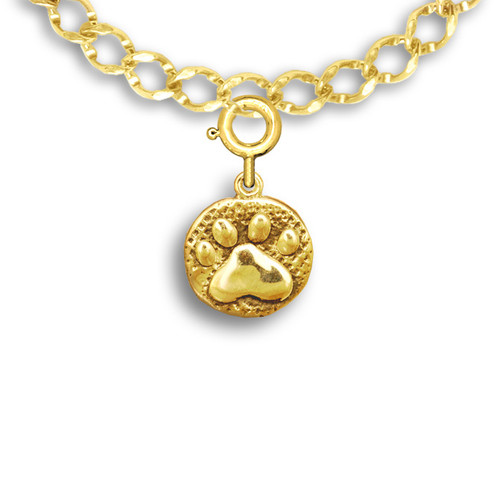 14K Solid Gold Pet Paw Charm - Pet Paw 