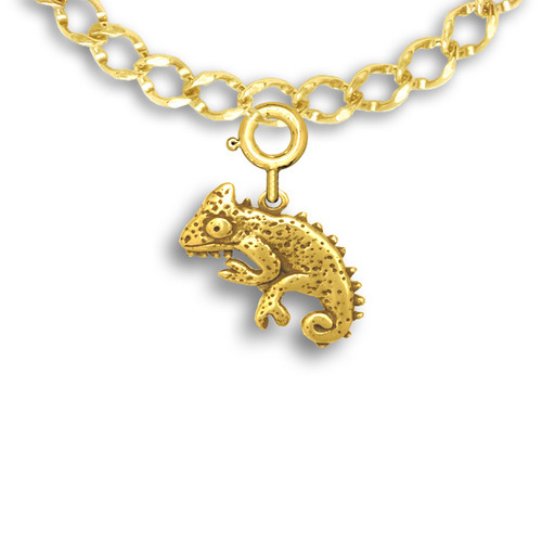 14k Solid Gold Chameleon Charm