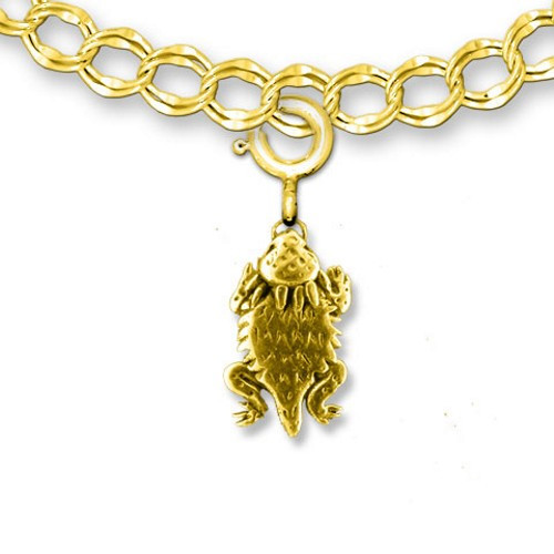14k Solid Gold Horned Toad Charm