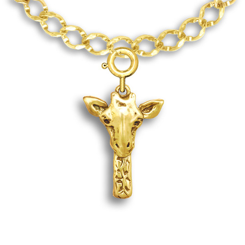 14K Solid Gold Giraffe Pendant - Giraffe Jewelry