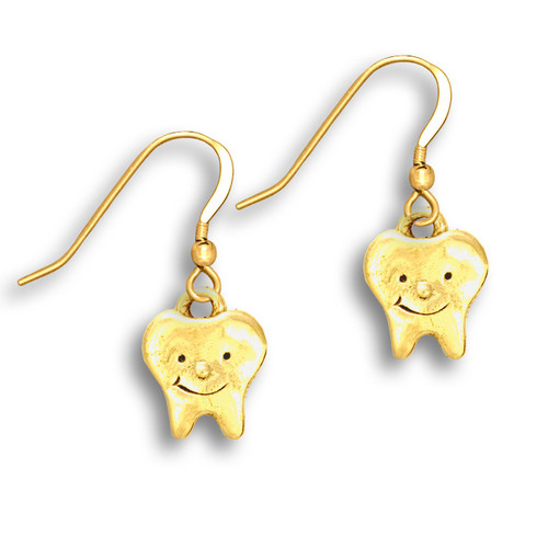 14k Solid Gold Smiling Teeth Earrings