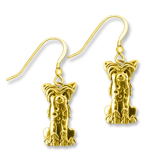14k Solid Gold Chinese Crested Earrings