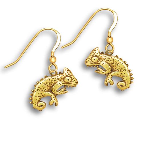 14k Solid Gold Chameleon Earrings