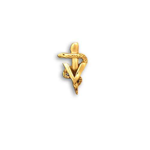 14k Solid Gold Veterinary Caduceus Tie Tack