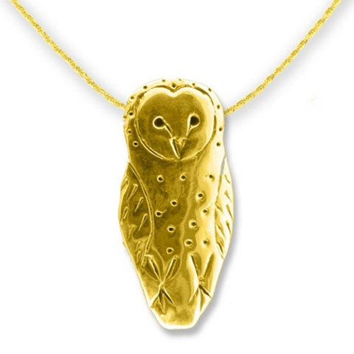 Athena and Owl Pendant - 14K Solid Gold - GREEK ROOTS