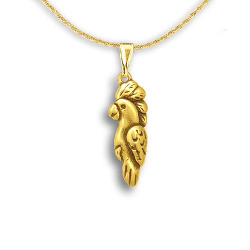 14k Solid Gold Cockatoo Pendant