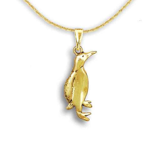 14k Solid Gold Penguin Pendant