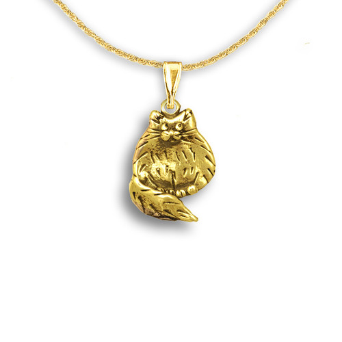 14k Solid Gold Fat Cat Pendant