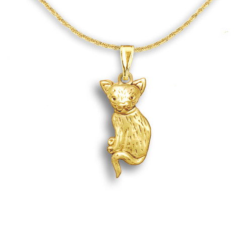 14k gold clearance cat necklace