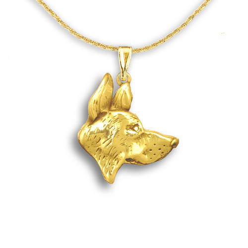 Sterling Silver German Shepherd Head Necklace at Animalden