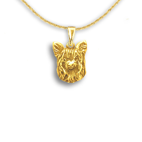 14k Solid Gold Yorkie Pendant