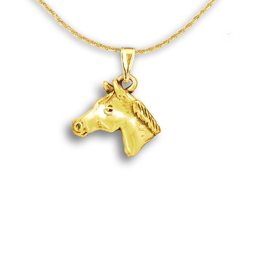 14k Solid Gold Quarter Horse Medium Pendant