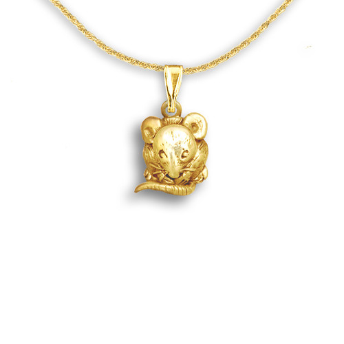 14k Solid Gold Mouse Pendant