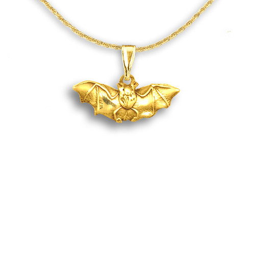 14k Solid Gold Bat Pendant