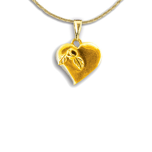 14k Solid Gold Rose Heart Large Pendant