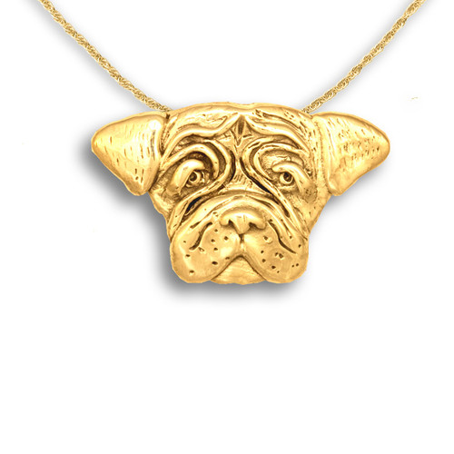 14k Solid Gold Bull Mastiff Large Pendant